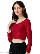 Lycra Ready Made Blouse for Women, Maroon 
