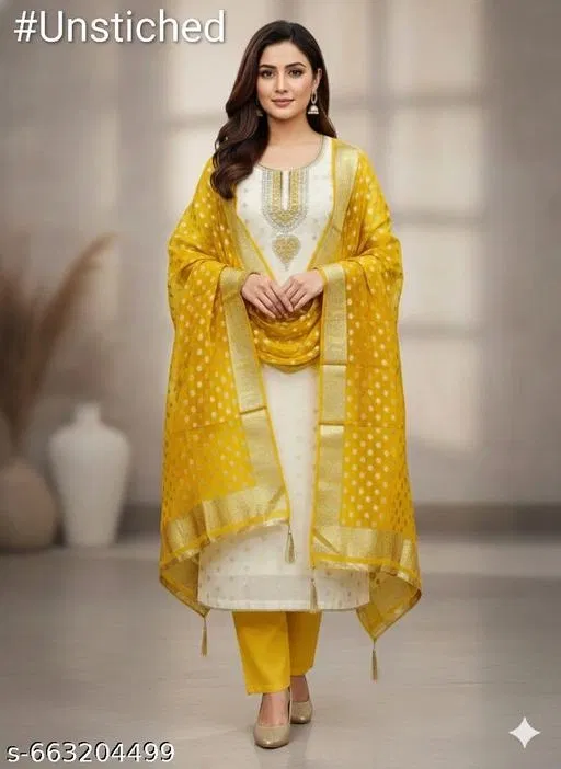Semi-Stitched Suits (Multicolor, 6.45 meter (XL)) (Multicolor, 6.85 meter for Women (3XL)