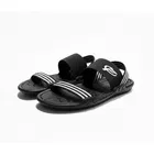 Stylish Sandals with Striped Strap for Men, Black 