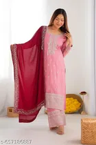 Designer Kurti Set with Mirror Work and Maroon Dupatta for Wedding & Party Wear for Women 