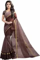 SVB साड़ी ब्राउन पोलीकॉटन सिल्क साड़ी 