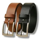 Faux Leather Belt for Men, Pack of 2, Black & Brown 