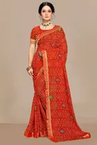 कानूड़ा फैंसी विमेंस जॉर्जेट फ्लावर प्रिंटेड साड़ी 