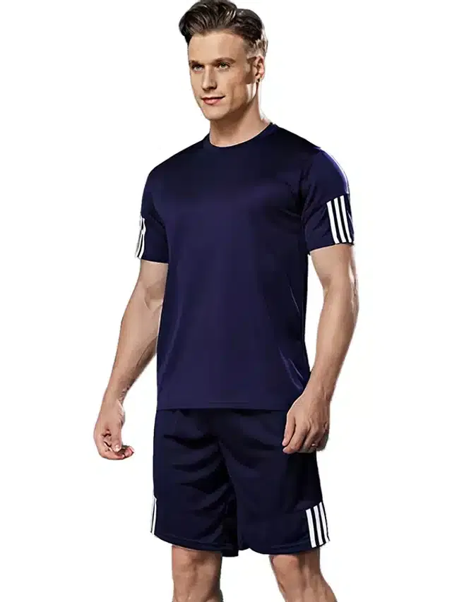 Ruggstar Polyester Mens Tracksuit (Navy Blue, L) (R-11)