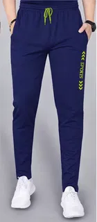 Poly Blend Solid Trackpants for Men, Navy Blue 