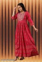 Rayon Kurti for Women, Red 
