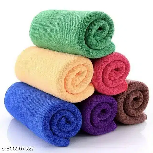 Microfiber Bath Towel (Multicolor, 40x40 cm) (Pack of 6)