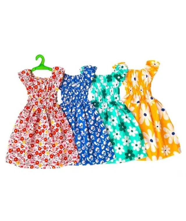 Cotton Frocks for Girls (Multicolor, 18-24 Months) (Pack of 4)