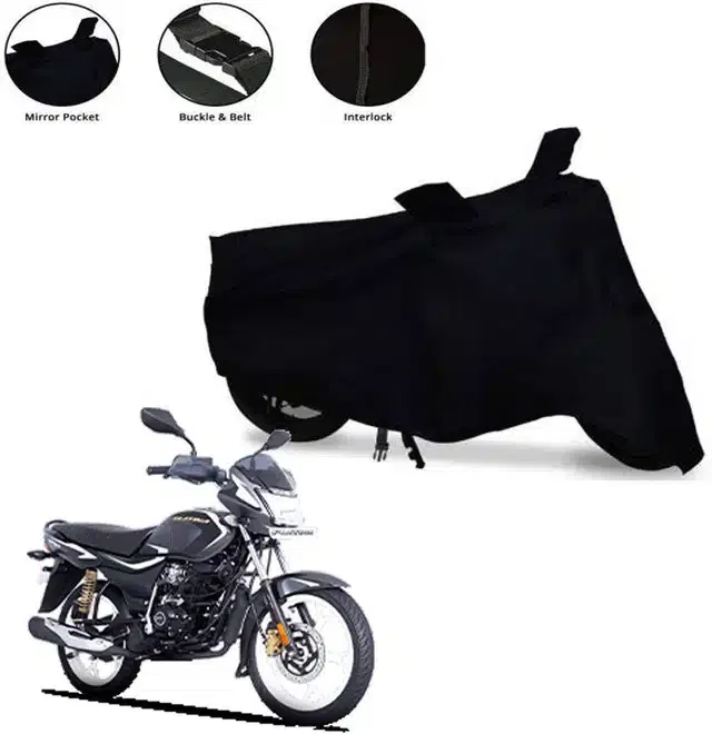 Waterproof & UV Protection Polyester Full Body Cover for Bajaj Platina 100 SE Bike (Black)