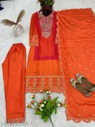 Print Embroidery Chinon Salwar Suit Set for Women 