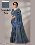 Georgette Embellished Saree for Women, Grey 