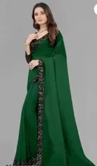 Lycra Blend Solid Saree for Women 