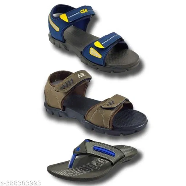 Sandals with Flipflop for Men (Multicolor, 7) (Pack of 3)