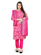 Cotton Blend Floral Unstitched Suits Fabrics for Women (Pink, 2 m)