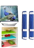 Knit Printed Fridge 3 Pcs Mat with 2 Pcs Handle & Top Cover 