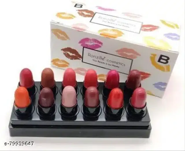 Ronzille Bullet Mini Lipsticks (Multicolor, Pack of 12)