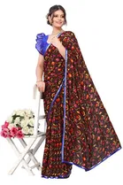 Women Georgette Printed Saree With Unstitched Blouse 