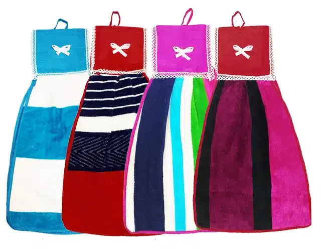 Cotton Hanging Hand Towel (Multicolor, Pack of 4)