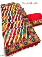 Georgette Solid Saree for Women, Multicolor 