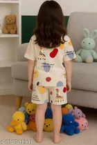 Cotton Blend Night Suit for Girls 