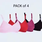 Cotton Solid Non-Padded Bras for Women, Pack of 4 