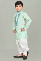 Cotton Embroidered Kurta with Patiyala Set for Boys 