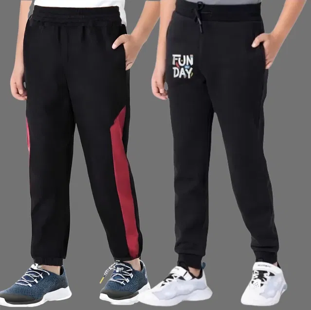 Cotton Blend Trackpants for Boys (Multicolor, 11-12 Years) (Pack of 2)