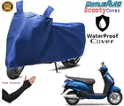 Polyester Two Wheeler Cover with 1 Pair Arm Sleeves, Blue & Black, Set of 2
