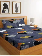 Glace Cotton Printed Fitted Double Bedsheet with Two Pillow Covers 
