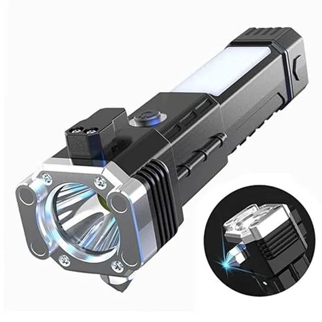 Rechargeable LED Hammer Torch (Black, 15 cm)