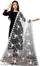 Floral Embroidered Net Dupatta for Women 