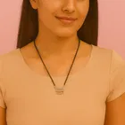 Silver-Tone Rectangular Pendant Mangalsutra with Dangling Charms 