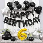 6th Happy Birthday Balloon Decoration Kit ,Black, Set Of 1
