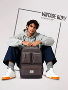 Gear Vintage Boxy, 26L Water Resistant Faux Leather Laptop Backpack for Men & Women, Brown Black