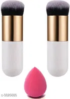 2 Pcs Face Foundation Brush with Makeup Blender, Multicolor, Set of 2
