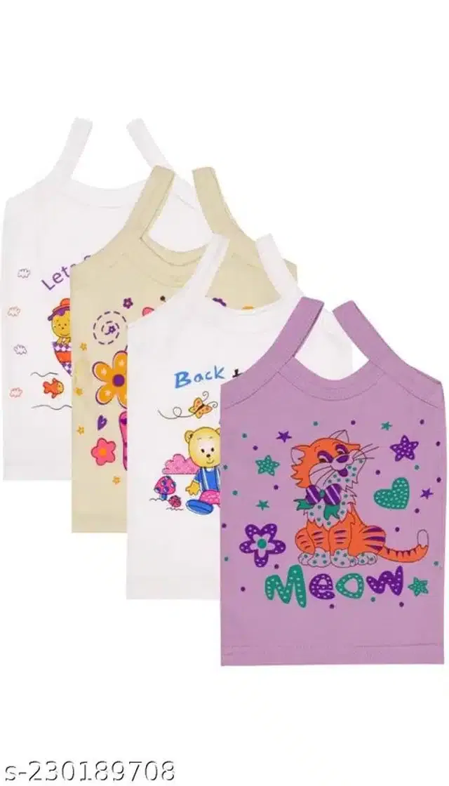 Cotton Vest for Kids (Multicolor, 2-3 Years) (Pack of 4)