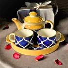 Ceramic Tea Kettle Set with 2 Pcs Cups 