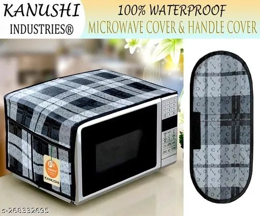 KANUSHI Industries® Microwave/Oven Top Cover with 4 Utility Pockets and Water Proof + 1Pc Handle (MICRO-NW-NEW-01+1-Handle)