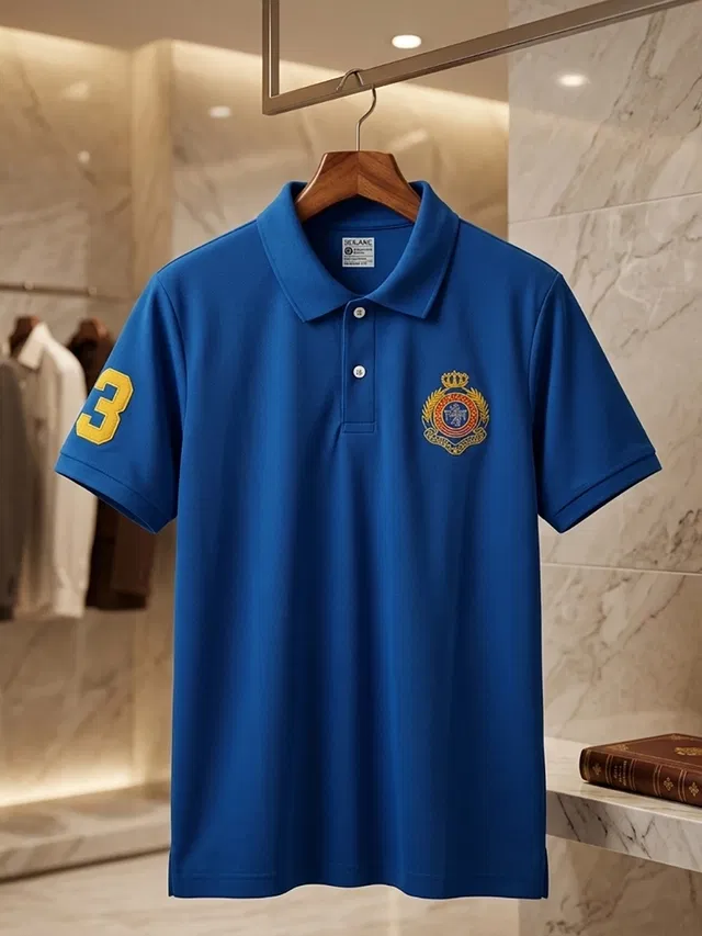 Embroidered Polo T-shirt for Men (Teal, L)