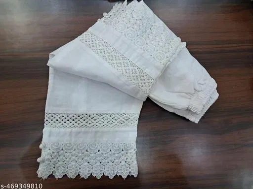Cotton Solid Salwar for Women, White (S)