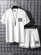Half sleeve Track suit for men (White, XL)