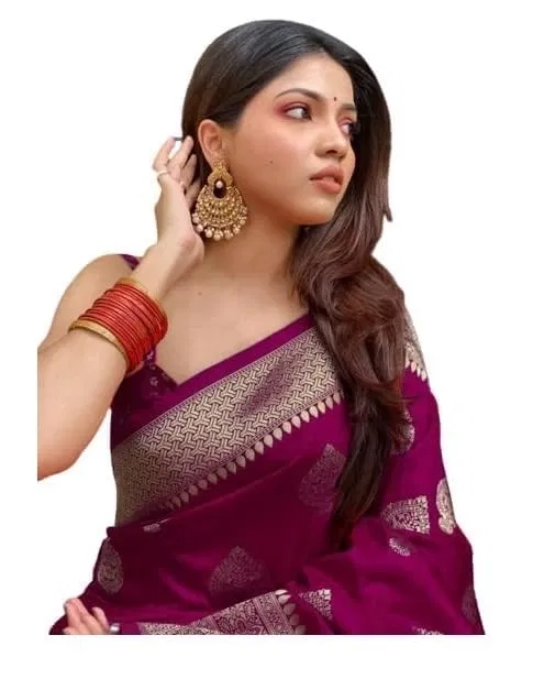 Kanjeevaram Silk Jacquard Embroidery Saree for Women (Pink)