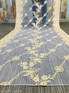 Botanical Aari Work Embroidered Net Dupatta for Women 