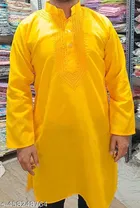 Cotton Solid Kurta for Men, Red 