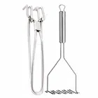 Oc9 स्टेनलेस स्टील यूटिलिटी पकड़ & पोटैटो मेशर फॉर किचन टूल सेट 