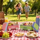 Cute Bus Shape Lunch Box For Kids, With Spoon & Fork 