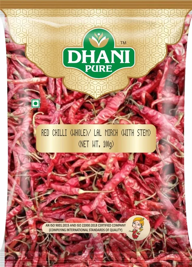 धनि प्योर रेड चिल्ली साबुत (विथ स्टीम) 100 g