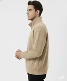 Fleece Solid Sweatshirt for Men, Beige 