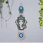 Wooden Elephant Evil Eye Wall Hanging Decoration for Home 