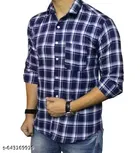 Cotton Blend Checked Shirt for Men, Multicolor 